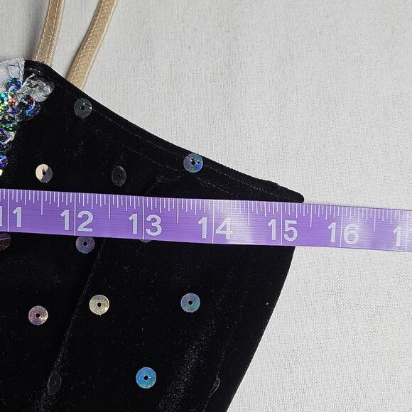 Star Styled Dance Vintage Stretch Black Velvet & Layered Tulle Costume Dress - Picture 8 of 15